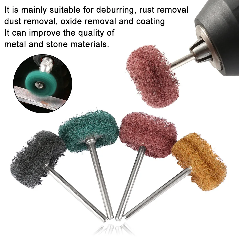 Mini 2.35mm Shank 25mm Drill Abrasive Brush Nylon Buffing Polishing Wheel Set Rust Remover for Dremel Rotary Hand Tool