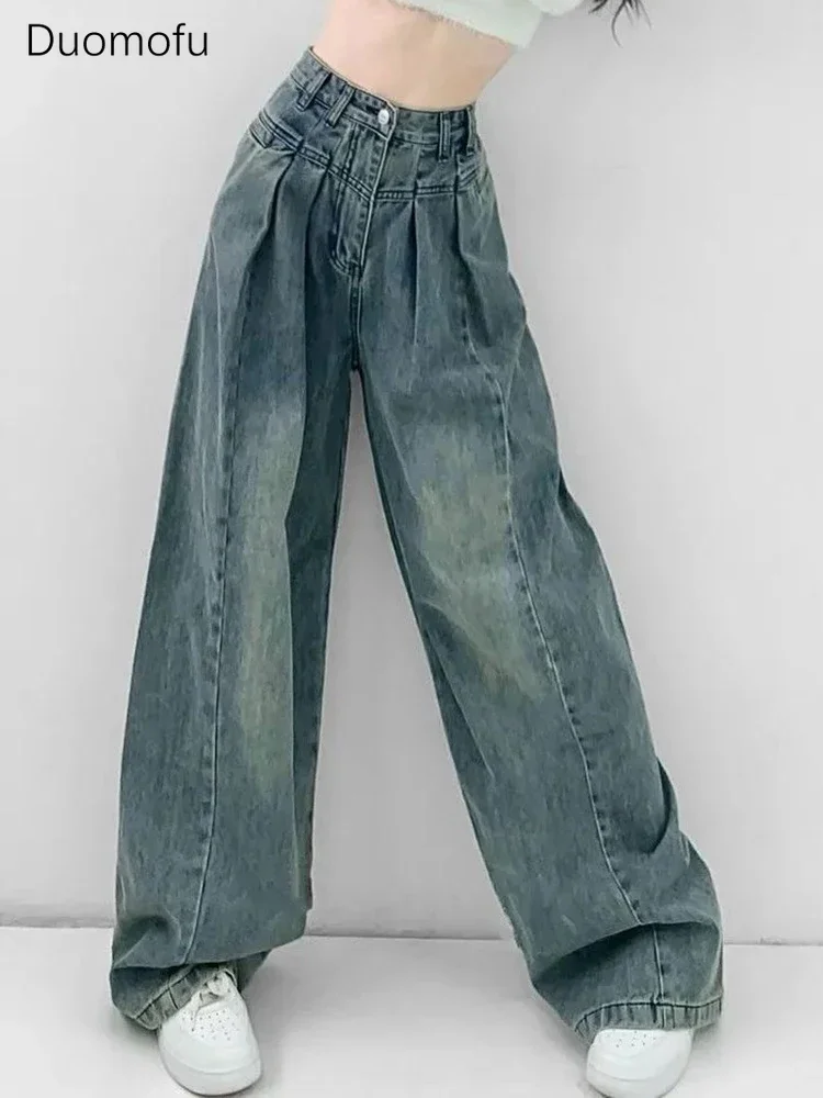 

Duomofu Retro Blue Sexy High Waist Slim Casual Female Jeans Summer Fashion Full Length Loose Chic Washed Distressed Women Jeans