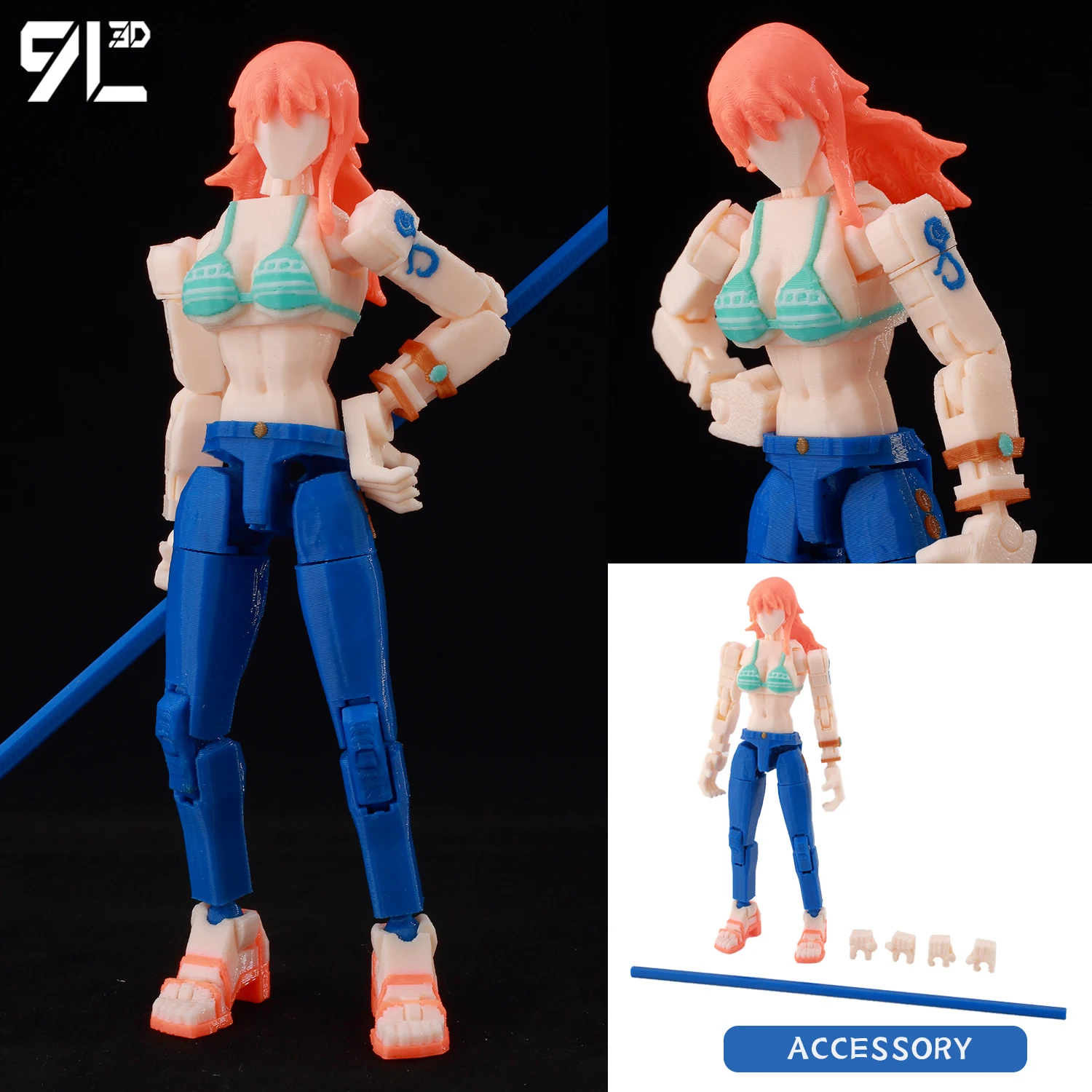 9L3D Gedrukt Anime Karakters Lucky 13 Zoro Dummy Actiefiguren Monkey D.Luffy Multi-Jointed Beweegbare Shapeshift Mannequin Speelgoed