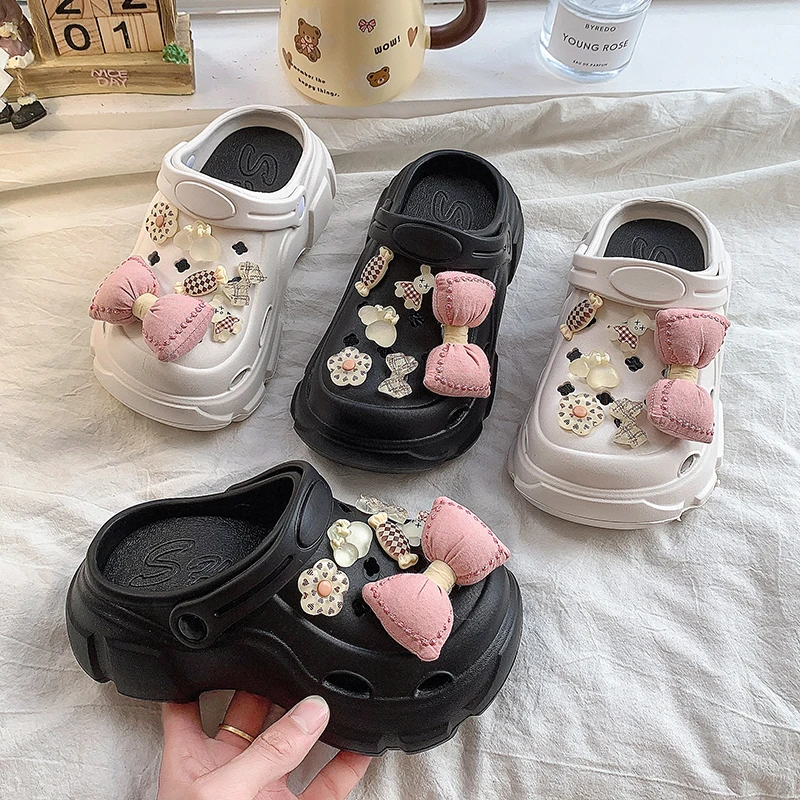 

Children's Slippers for Home Black White Versatile Girls Summer EVA Outdoor Beach Slippers Fashion Elegant Kids Princess Shoes