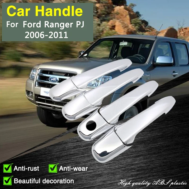 for Ford Ranger PJ PK 2006 2007 2008 2009 2010 Chrome Door Handle Cover Trim Stickers Car Decoration Styling Accessories Vehicle