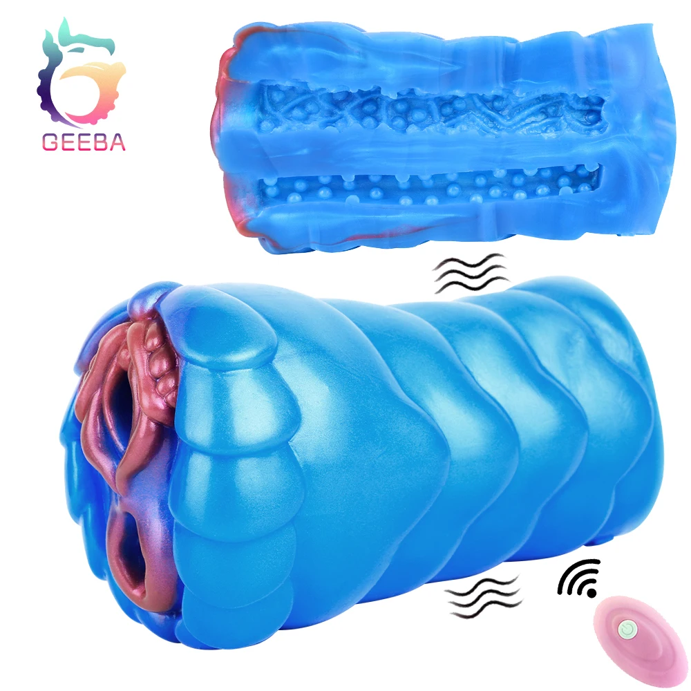 GEEBA Vibrating Male Masturbator Wireless Remote Control Men 's Sex Toys With Vibration Dual Channel Pocket Pussy Cock Stroker