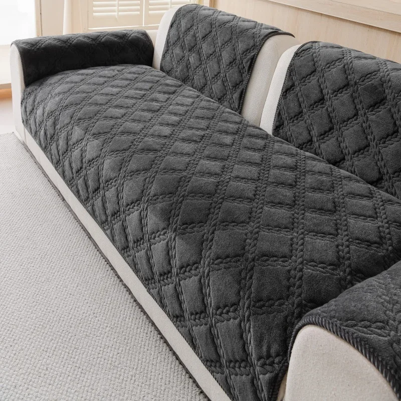 Resistant Winter Warm Diamond Cable Jacquard Sofa Cover Quilted Textured Sofa Cushion Multi-color Optional Anti-slip Sofa Towel