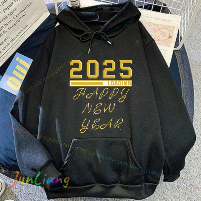สวัสดี2025สวัสดีปีใหม่พิมพ์ผู้หญิงผู้ชายHoodieผู้ชายบุรุษHoodiesเสื้อผ้าผู้ชายHoodedเสื้อเสื้อ