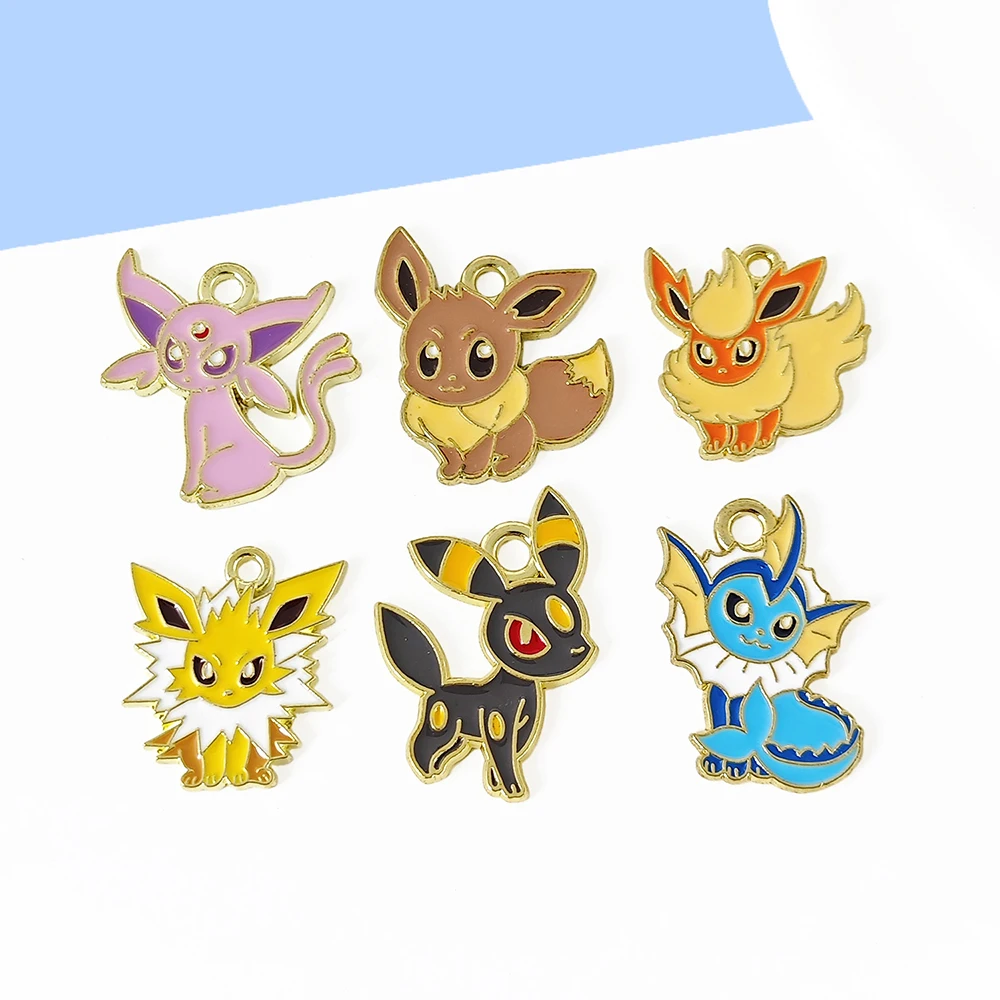 

6pcs Pokemon Character Enamel Charms Earring Pendant for DIY Keychain Necklace Metal Jewelry Accessories Cartoon Anime