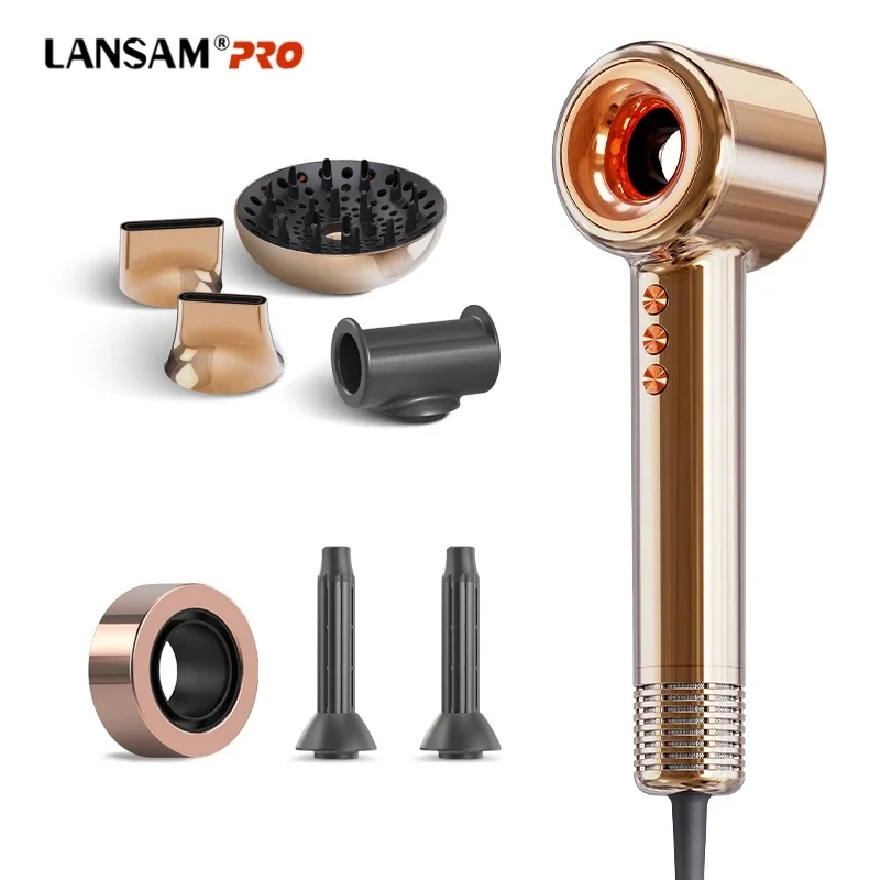

LANSAM 7 in 1 Portable Professional Hairdryer Brush Blow Dryer with Diffuser Attachment for Curly Hair