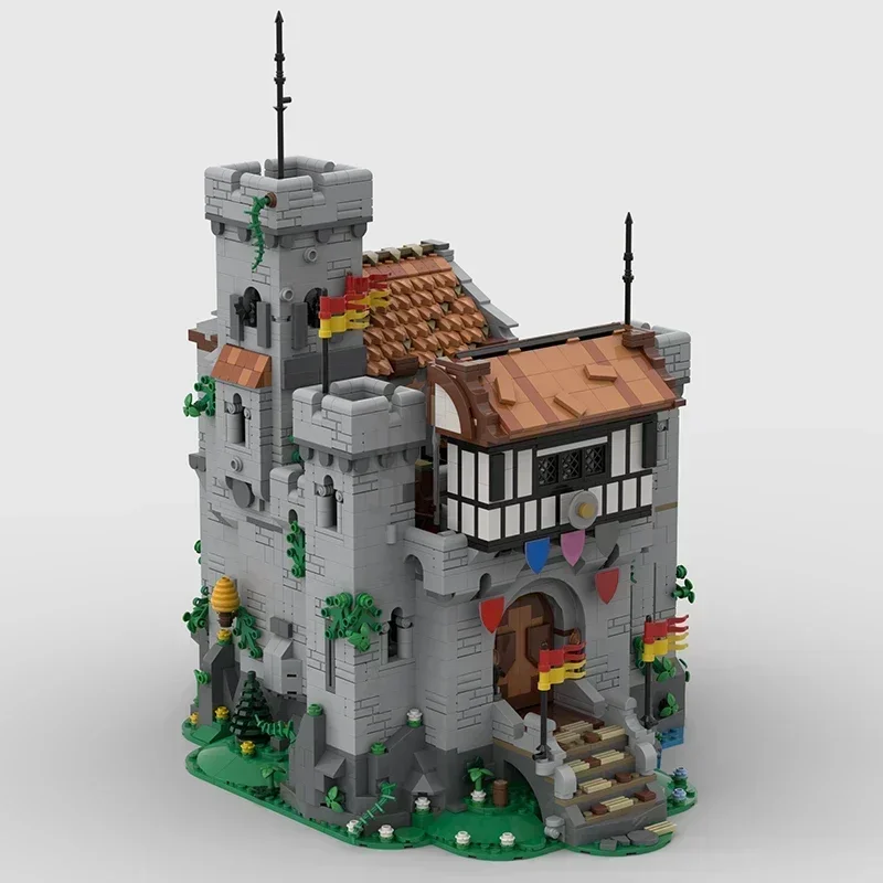 

Средневековая модель крепости Moc, строительные кирпичи, замок льва, проигрыватель, технология, модульные блоки, подарки, рождественские игрушки, наборы «сделай сам», сборка