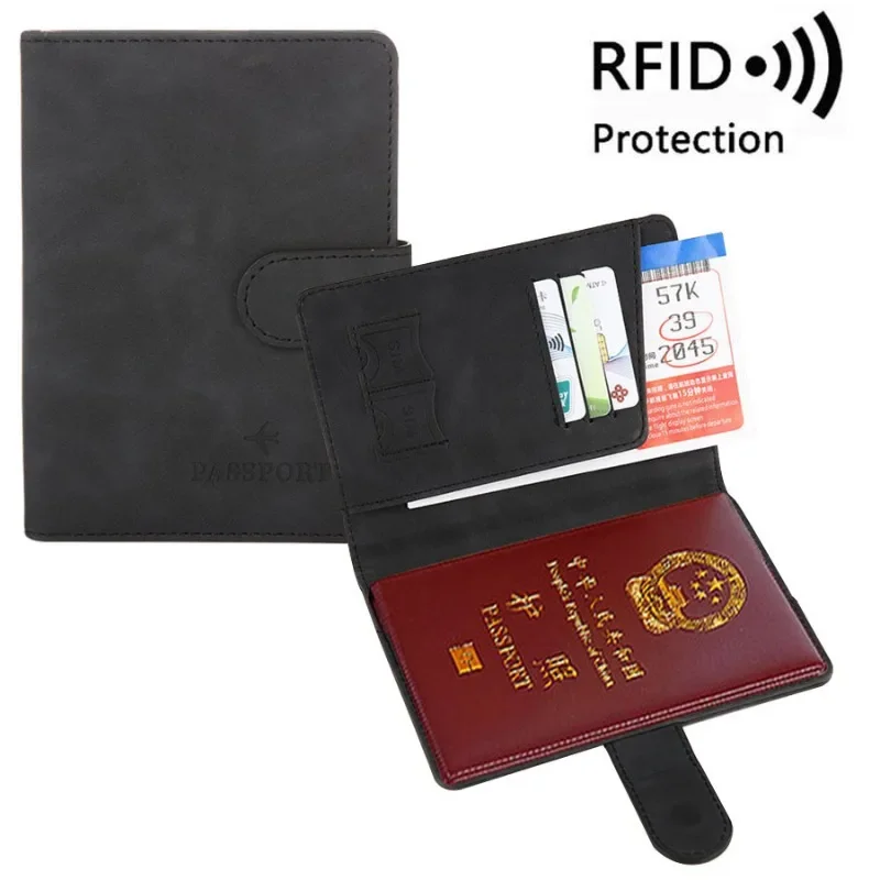 Women Men RFID Passport Cover Business ID Bank Card Passport Covers Holder PU Leather Passport Holder Case Travel Accessories