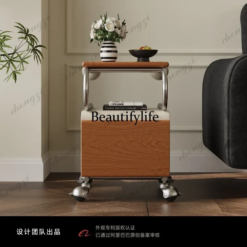 CQY Cherry wood removable bedside table bedside table living room sofa multi-layer storage cabinet
