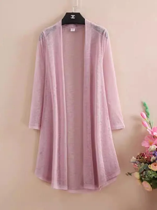 summer-new-women's-thin-outerwear-large-size-air-conditioned-sun-protection-mid-length-shawl-two-piece-set-korean-style