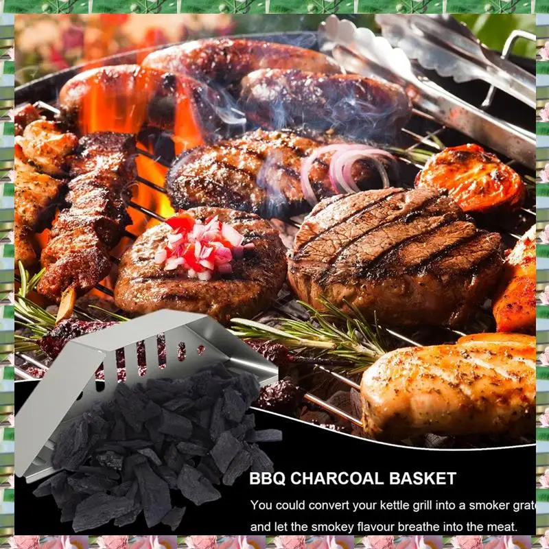 

Sports Charcoal Basket Stainless Steel Char Holder, Charcoal Container Contoured Carbon Briquet Grilling Baskets(2 Pieces),Charc