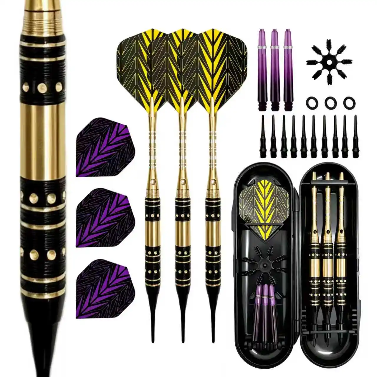 Professionelles Soft-Dart-Set, 3-teilig, 20g Kupferschaft, Komplettes Zubehör, Exklusiv für Erwachsenentraining und Wettkämpfe