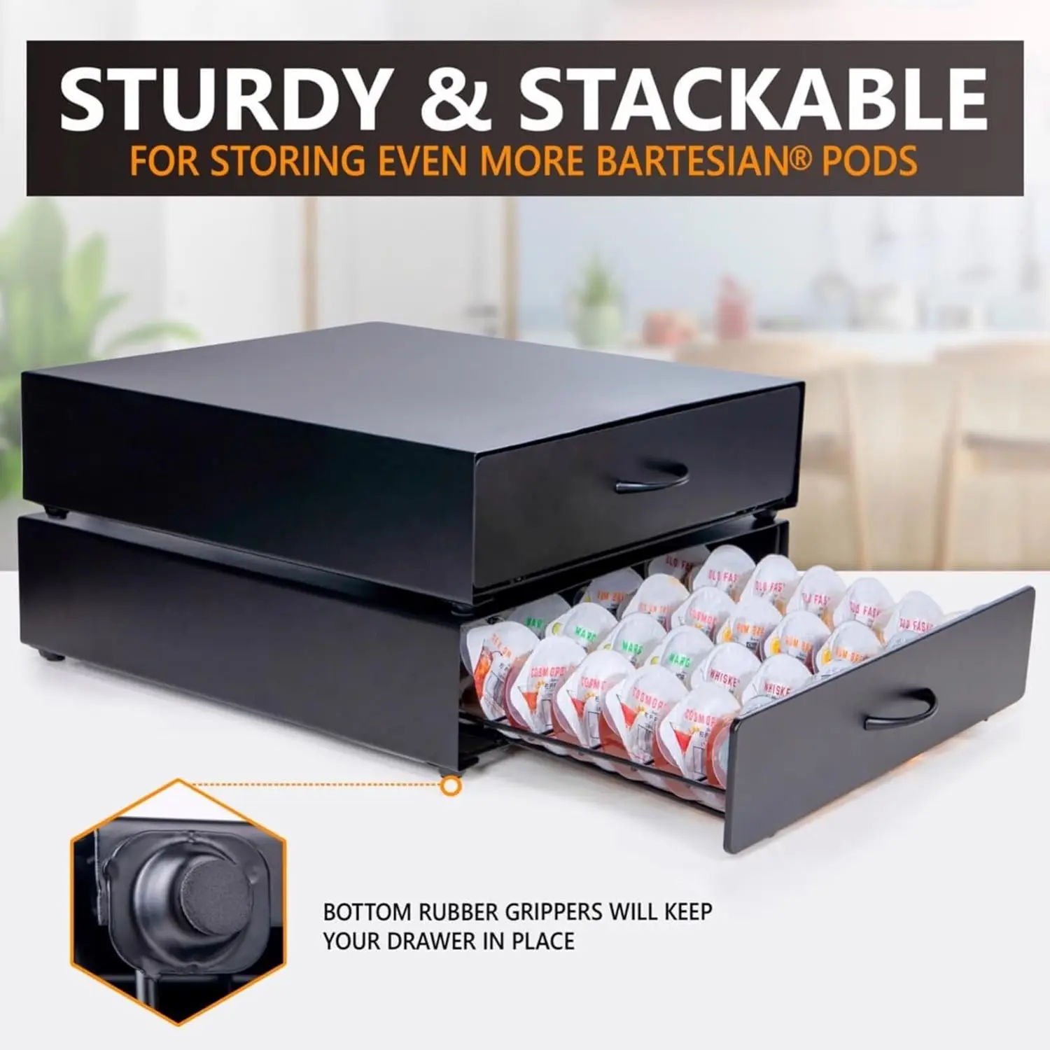 Bartesian Pod Holder – Stackable Organizer for 40 Capsules – Compatible with BEV by Black & Decker