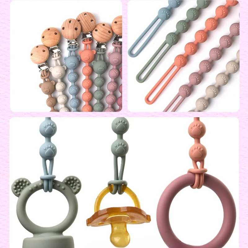 1Pc Baby Siliconen Bijtring Speelgoed Bpa Gratis Siliconen Vinger Ring Fopspeen Ketting Rustgevende Bijtspeelgoed Voor Pasgeboren Tandjes Geschenken