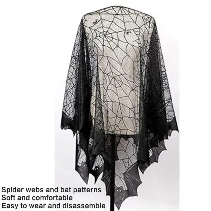 652F Halloween Web Shawl dành cho phụ nữ và trẻ gái trong chủ đề Proms Spiders