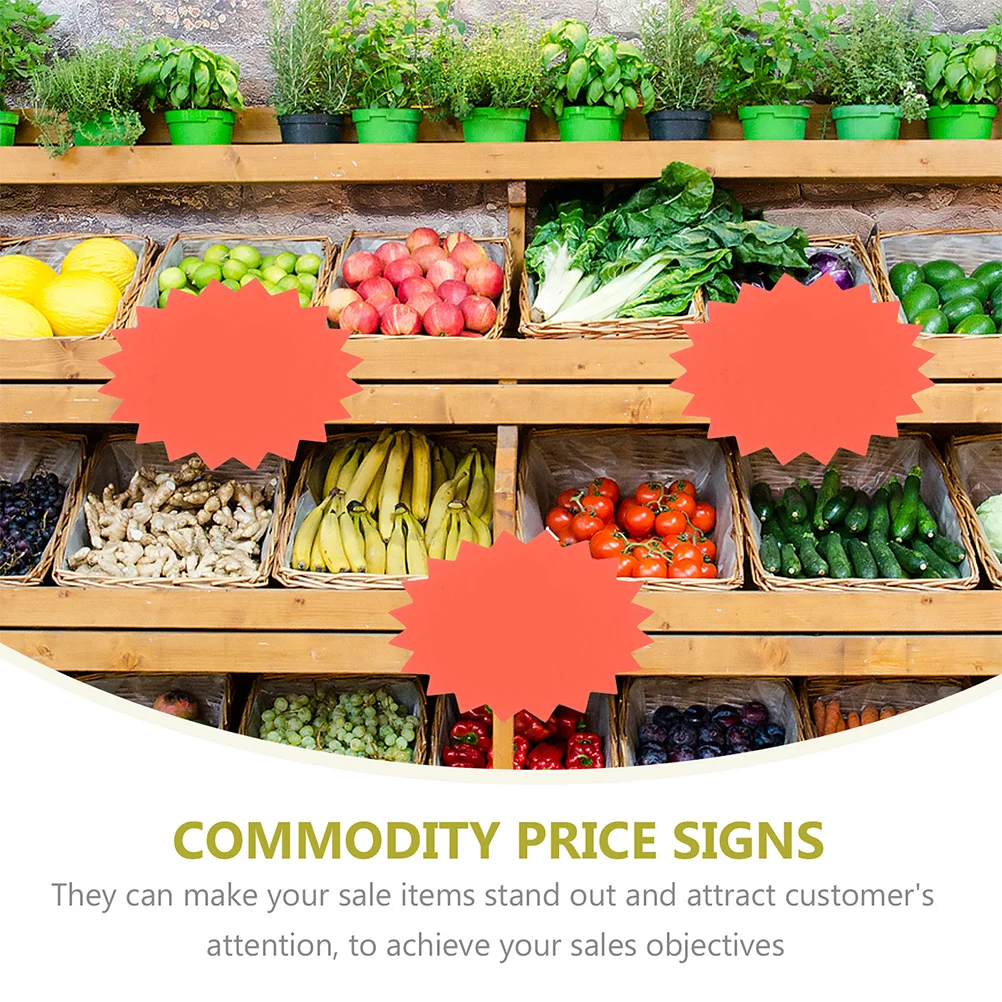 120 szt. Etykiet Promocyjnych Fluorescencyjne Papierowe Znaczniki Naklejki do Pisania Wyprzedażowe do Supermarketów i Sklepów Detalicznych, Kształt Wybuchu