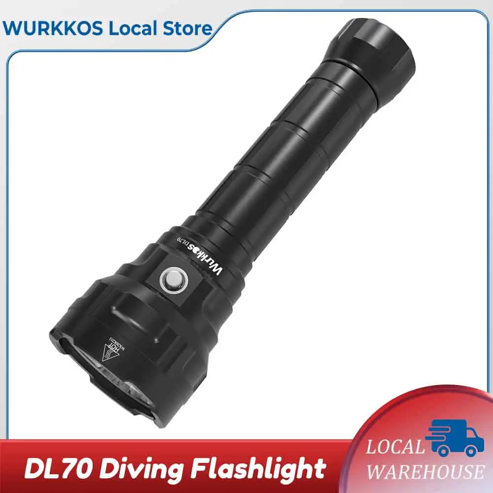 Wurkkos DL70 Tauchlampe mit einer Helligkeit von bis zu 13000 Lumen, geeignet für Tauchumgebungen wie U-Boote und Tiefseehöhlen, direkt aus unserem lokalen Lager geliefert.