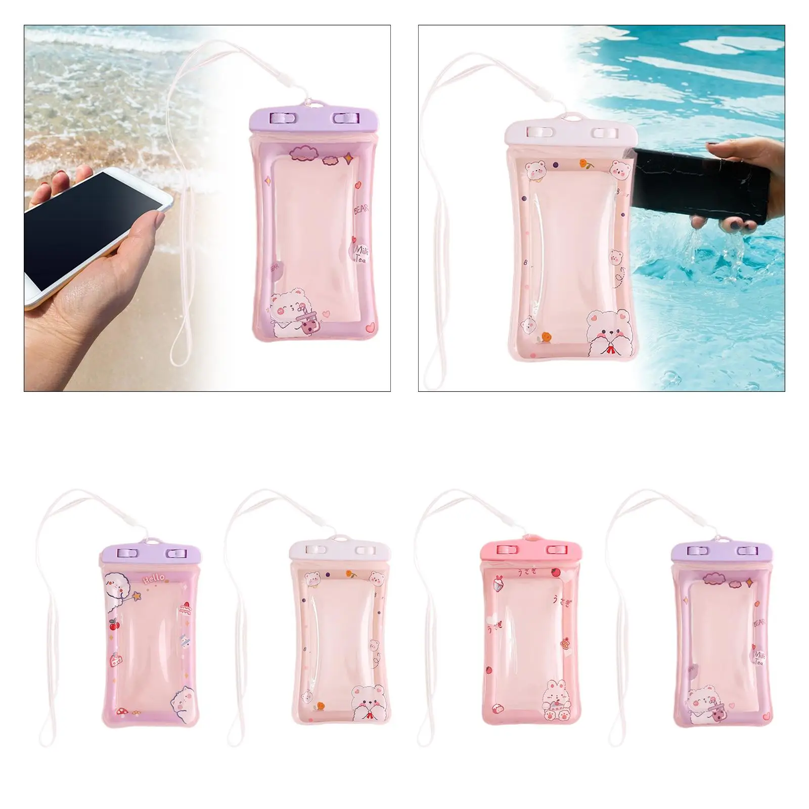 Waterproof Phone Bag Pouch for Smartphones Under 6.5inch Touch Sensitive Phone Protector for Beach Hiking Diving Skiing Rowing