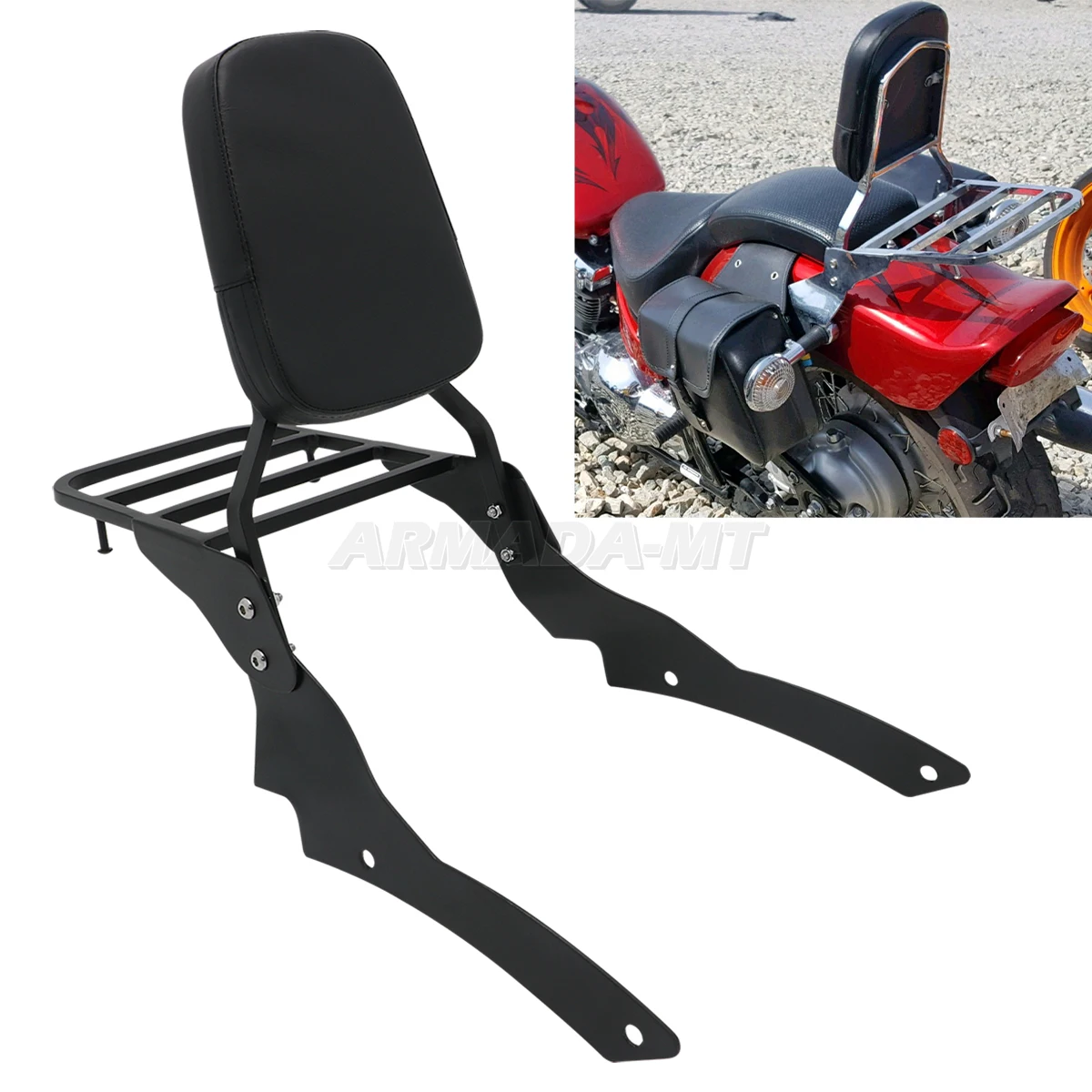 Motorcycle XVS 650 Passenger Backrest Sissy Bar With Luggage Rack Pad For Yamaha Dragstar V-star XVS400 XVS650 Custom 1996-2017