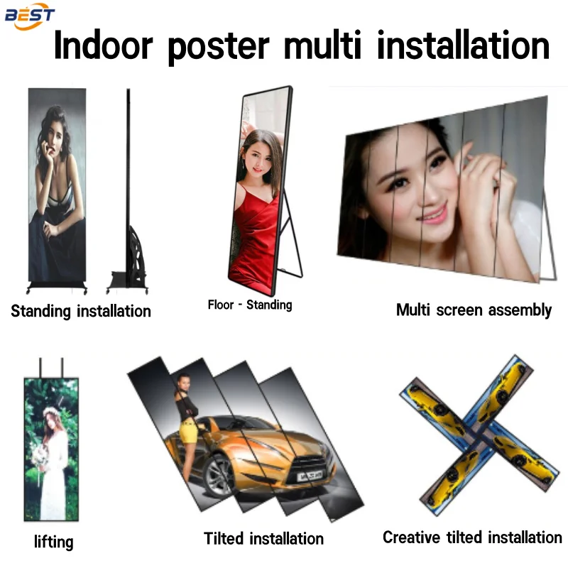 High Refresh P2.5 Indoor Ultra Slim Portable Smart WIFI App Control Digital Signage Advertising LED Poster Display