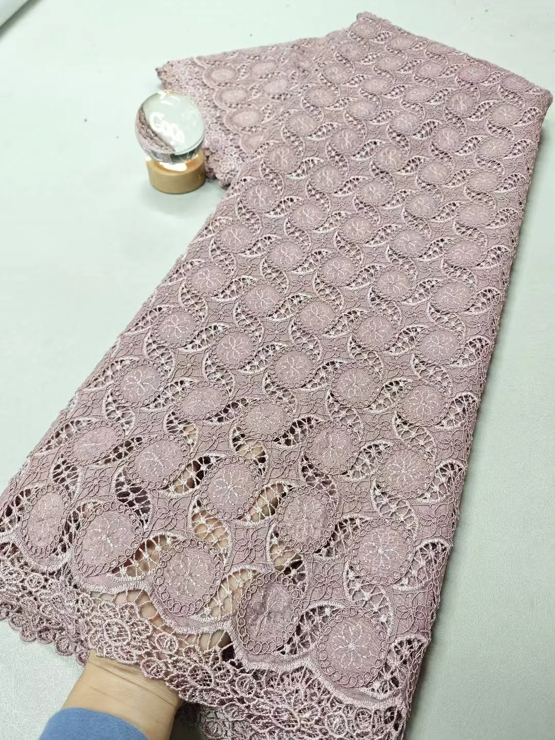 

High-Quality Africa Nigerian Sequins Cotton Embroidery Lace Fabric Tulle 5 Yards for Wedding Party Dress Chiffon XL149 2026