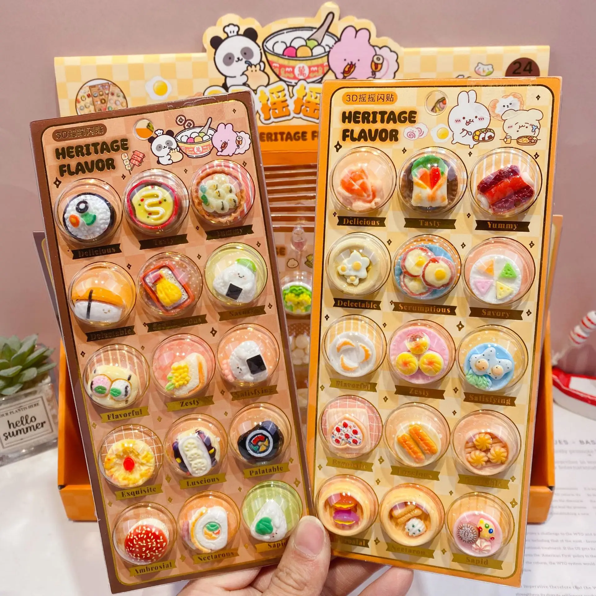 2026 1pcs/3 pcs Random 3D Creative cute pet Food Cartoon Round Relief Stickers Scrapbooking Diy Journal Cute Stationery Sticker