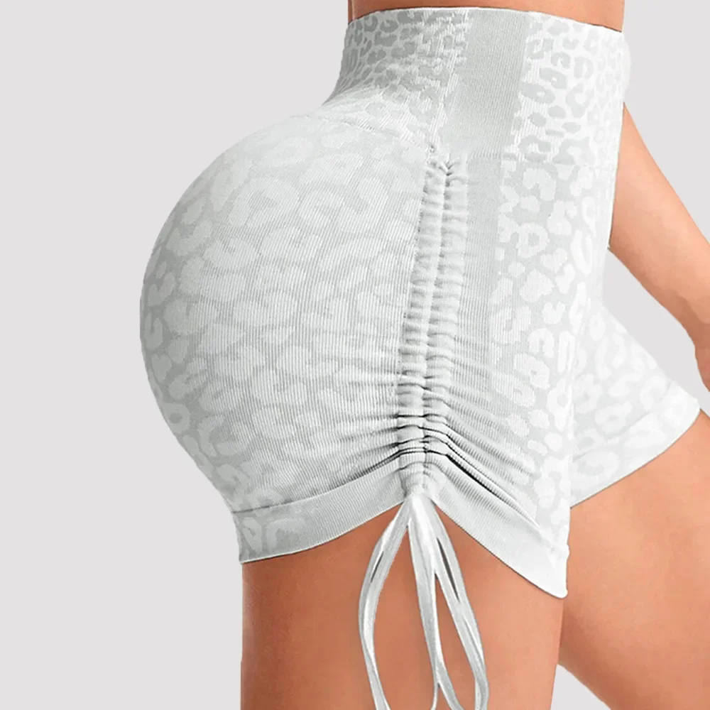 النساء عالية الخصر اليوغا السراويل الجانب الرباط مثير ليوبارد طباعة السراويل الرياضية رياضة الجري طماق تجريب السراويل #3