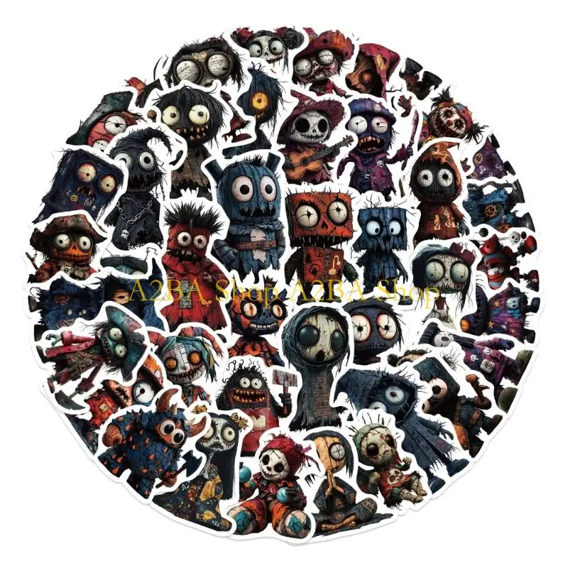 

A2BA 50Pcs Halloweens Ghostly Stickers Removable Adhesive Customizable Laptop Tablets Skin Decorations