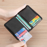 Men Minimalist Slim Card Holder PU Leather Card Wallet Slim Line Thin Mini Small Passport Cover Id Card Holder Male Purse