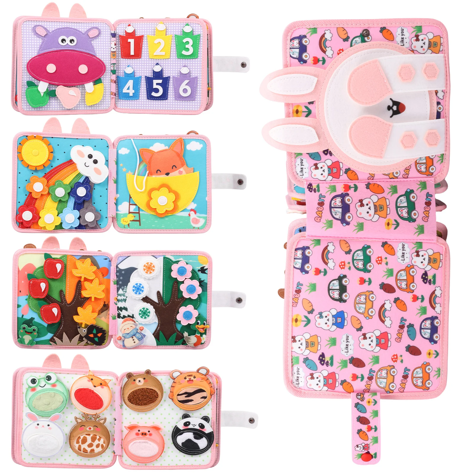 หนังสือของเล่นมอนเตสซอรี่สำหรับเด็ก ฝึกการเรียนรู้สี รูปทรง สัตว์ ของเล่นเสริมพัฒนาการเด็กเล็ก หนังสือเงียบ ยีราฟ ของเล่นฝึกกล้ามเนื้อมัดเล็ก