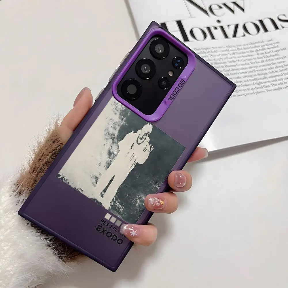 حافظة هاتف Pop P-Peso Pluma لهاتف سامسونج جالاكسي S25 Edge S24 S23 S22 S21 S20 Ultra Funda حافظة هاتف فضية ملونة من السيليكون