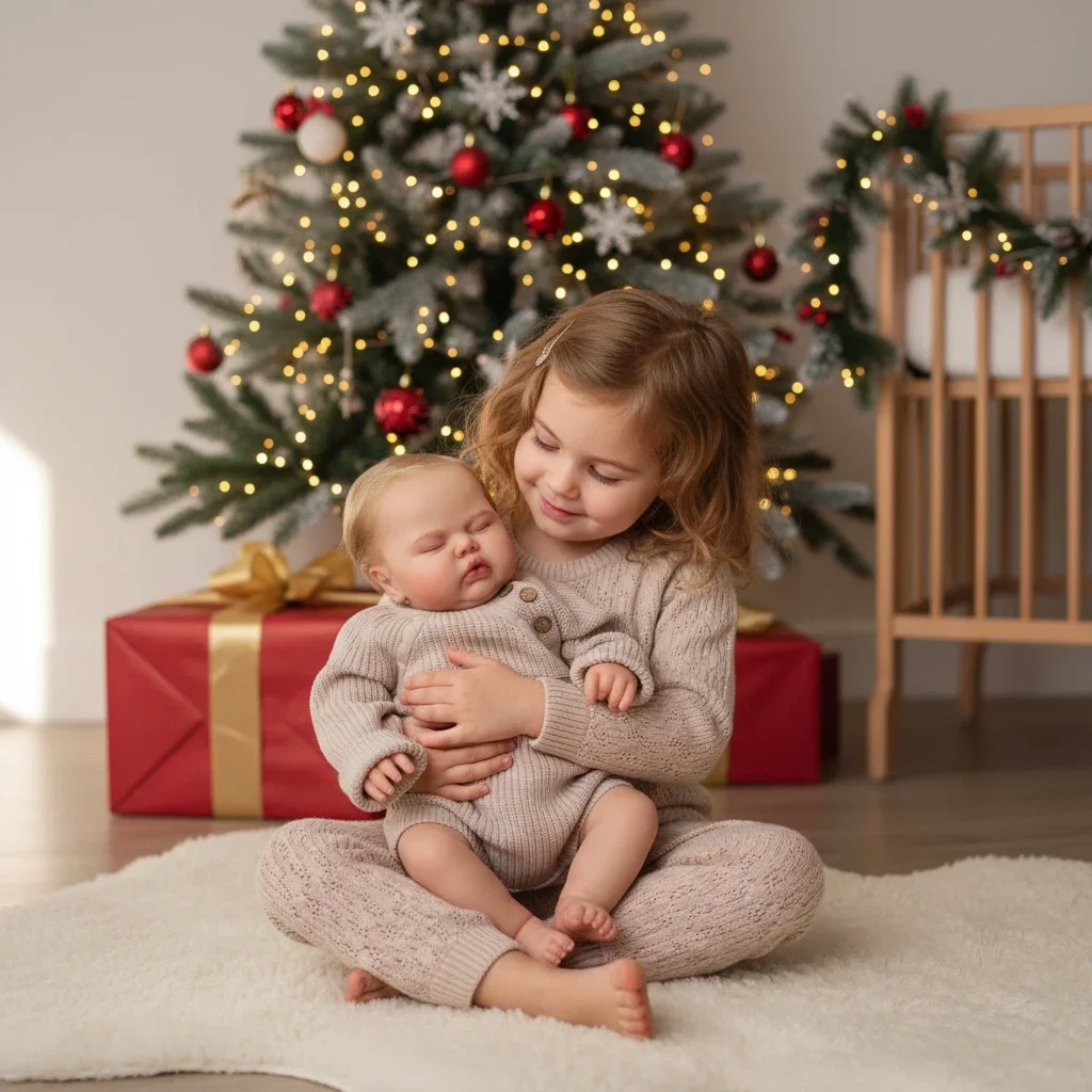 

19Inch Small Pickle in Soft Cloth Body Lifelike Reborn Toddler Hand rooted Hair Cuddly Baby Girl Doll Baby