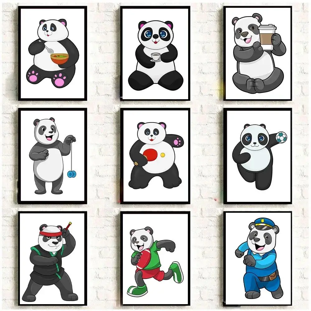Encantador Panda gigante lienzo arte de pared lindo Animal deportes dieta tema para decoración de dormitorio impresiones del tesoro nacional chino para Hom