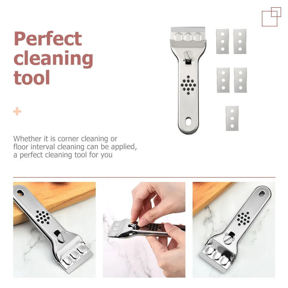 

1 Set Of Cleaning Scraper Kit Stainless Steel Kitchen Scraper Tool For Oil Stains Adhesive Residue Paint Removal Floor Corner