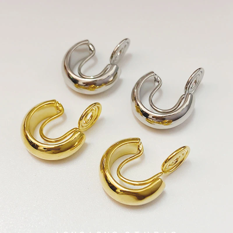 2022 Hot Sale Vintage Huggie Clip on Hoop Earrings Without Piercing Cute Mosquito Coil C Shape Ear Clips for Women Jewelry Gift