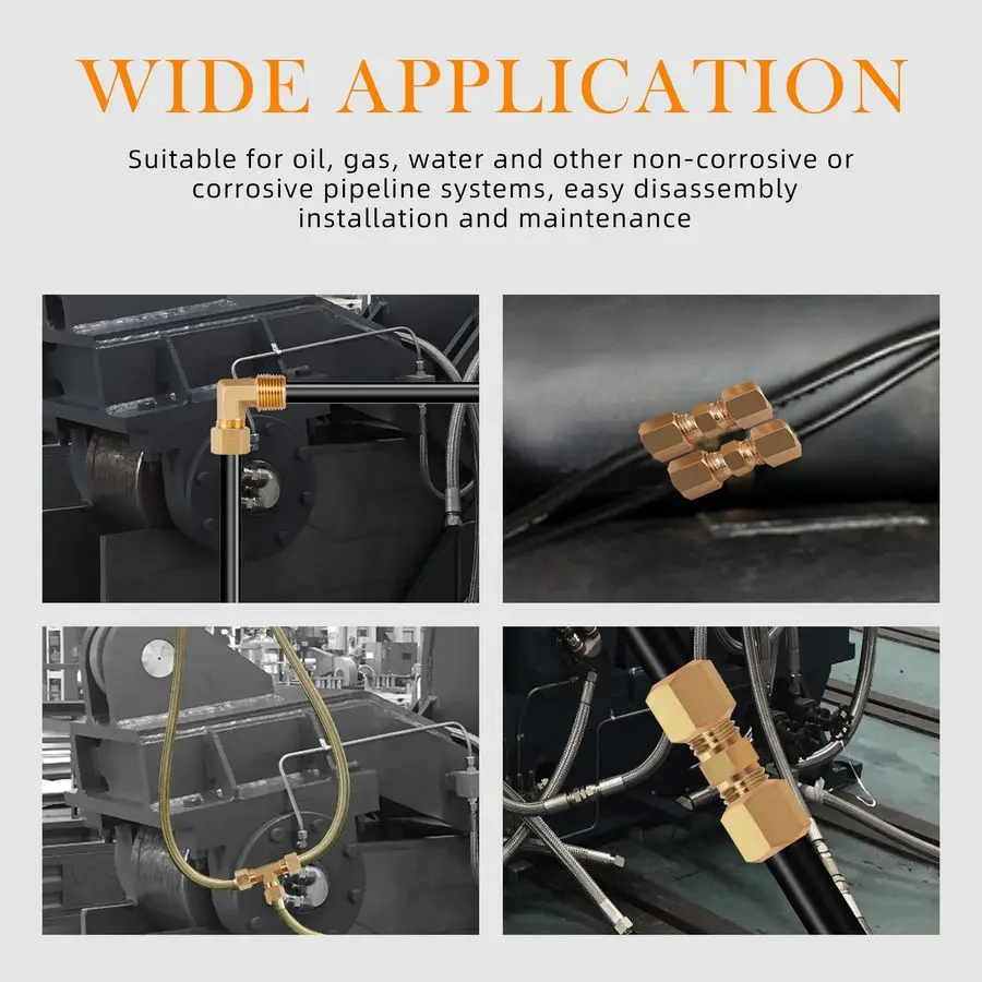 Messing-Kompressionsrohr-Rohrverschraubungen, Luft-Nylon-Rohrverschraubungen, Sortimentskits, 1, 4, 1, 8, 3, 1, 2, 5, 8, Verbindungs-T-Stück, gerade Verbindung