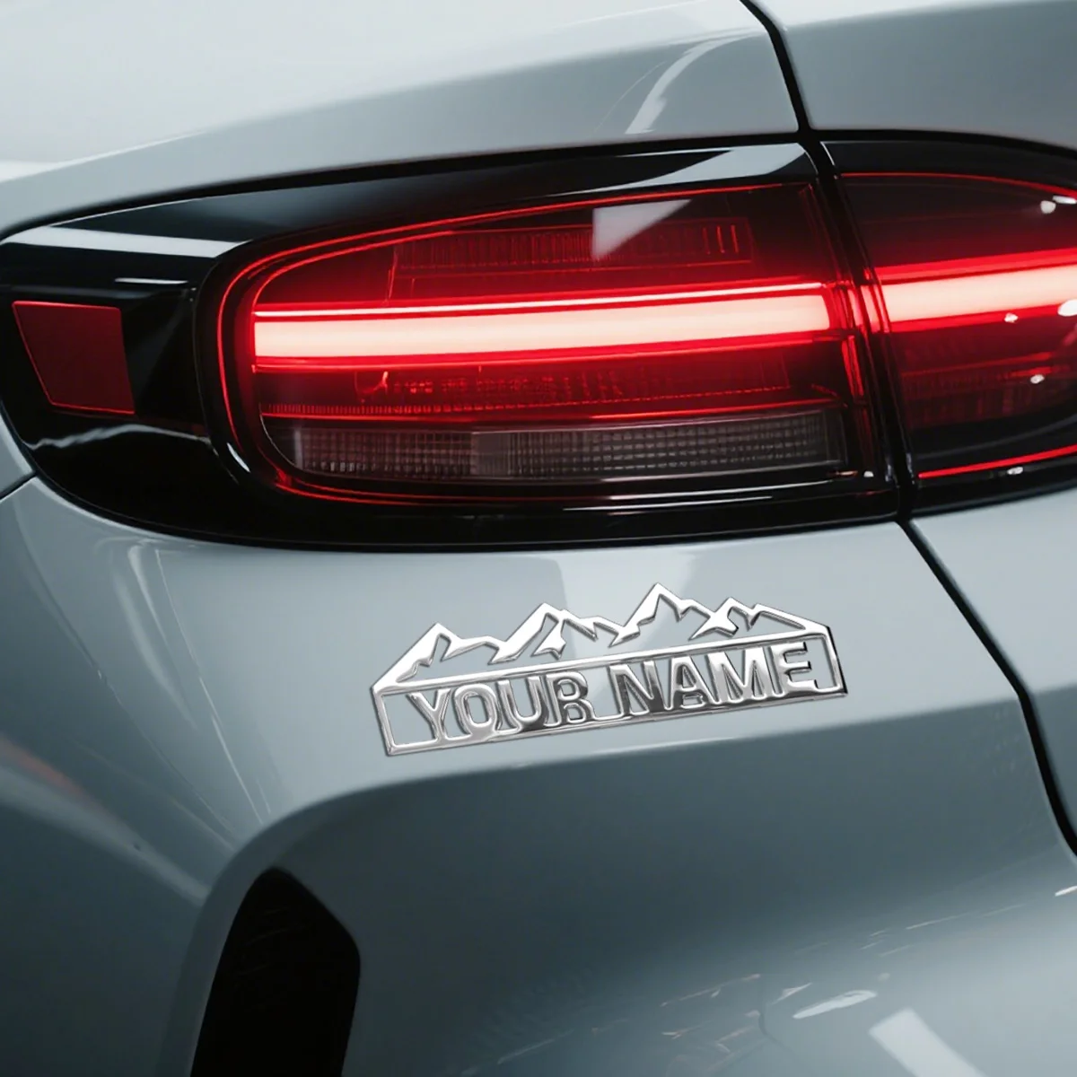 1PC 3D Metal Mountain Customized Logo Rear Trunk Side Fender Car Emblem Badge Decals For Auto Stickers Waterproof Accessories image 2