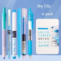 6pcs/set High Quality Roller Pen Color Ink Straight Liquid Gel Pen Ballpoint Pen for School Office Stationery Kawaii Cute