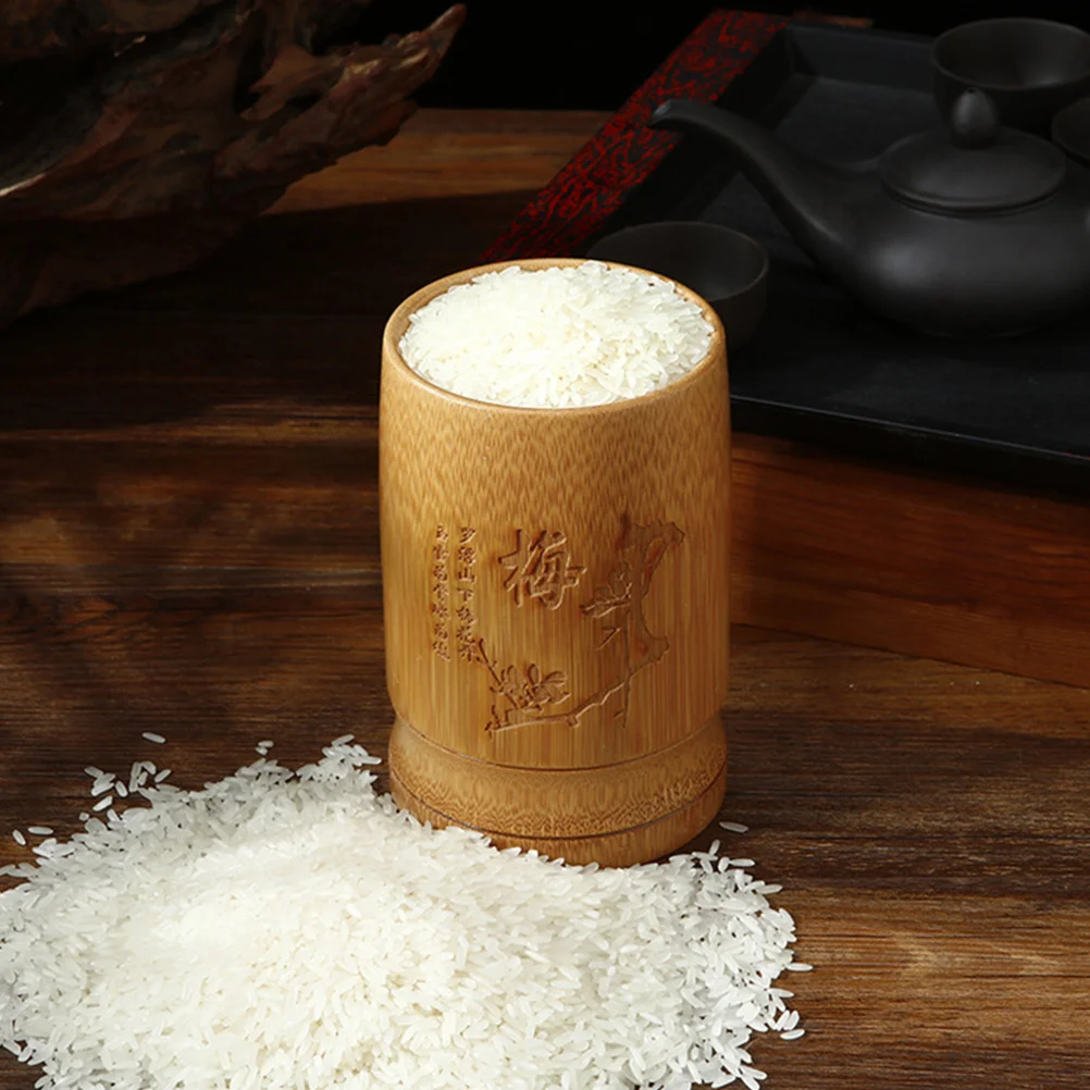 

Bamboo Rice Measuring Scoop Cup Lightweight Kitchen Tool Compact Size Storage Container Dry Ingredients Measure Bamboo