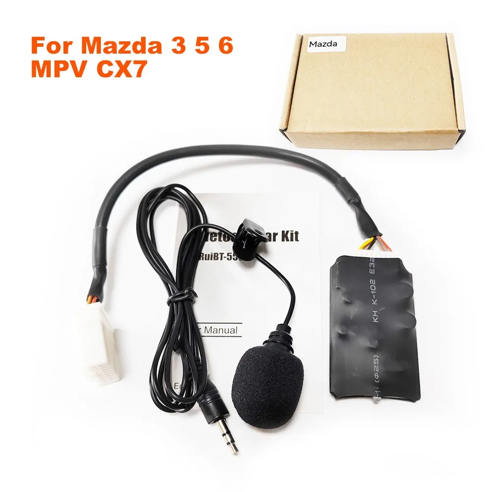 NEW Car Bluetooth 5.0 Kit Audio AUX Adapter 3.5mm Handfree Microphone Steering wheel control Cable for Mazda 3 5 6 MPV CX7