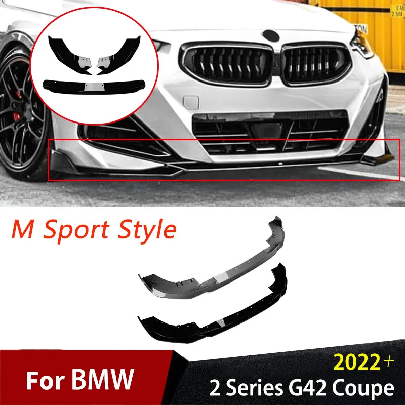 

For BMW 2 Series G42 Coupe M Sport Style 2022+ Front Bumper Spoiler Lip Accessories Chin Splitter Diffuser Lower Blade Bodykit
