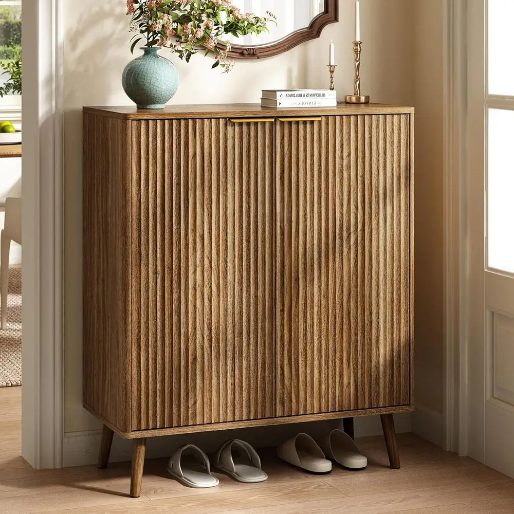 

5-Tier Adjustable Wooden Shoe Cabinet for Entryway, Hallway, Living Room - Natural Oak Finish