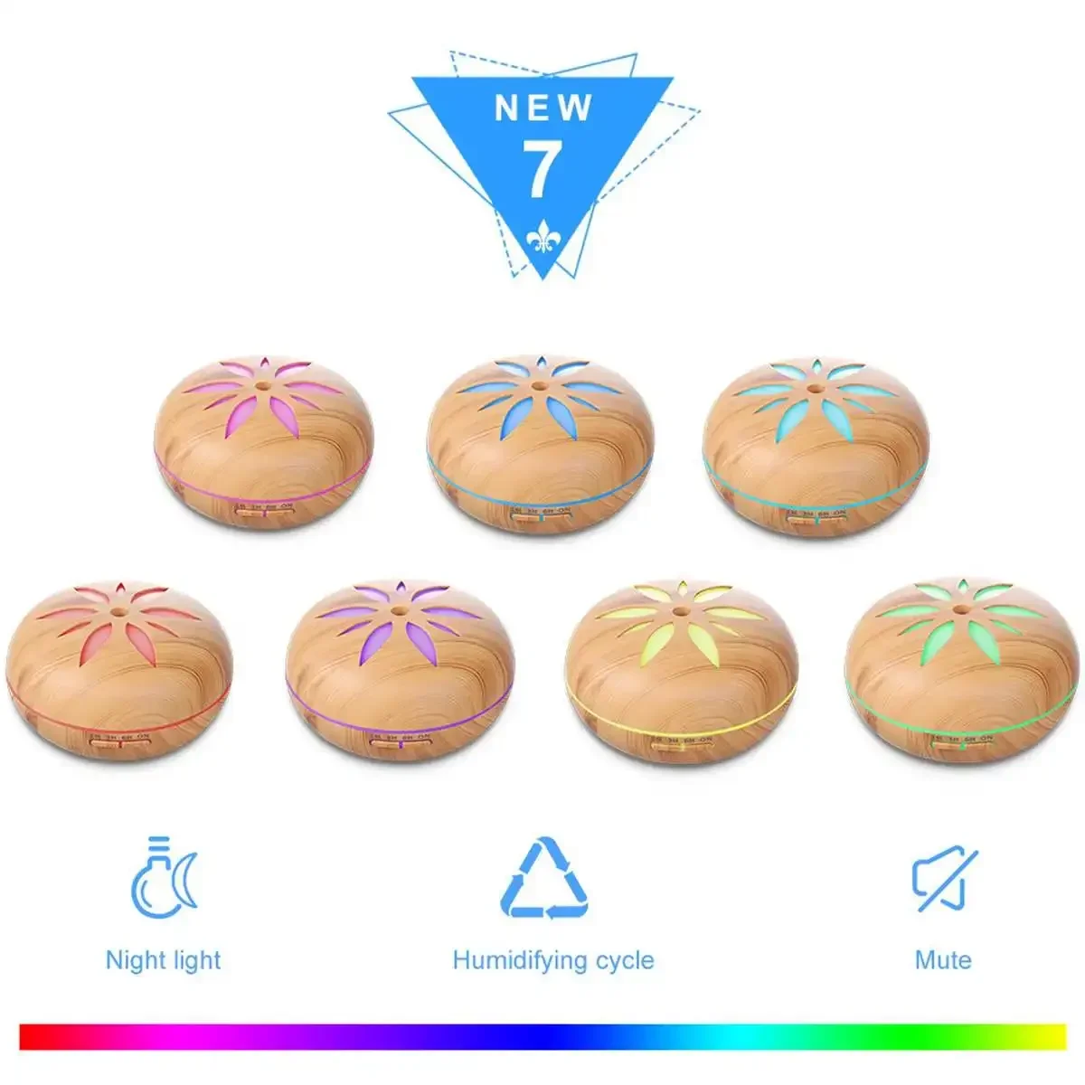 アロマテラピー用エッセンシャルオイルディフューザー,Bluetoothスピーカー,ミストジェネレーター,木目調,空気加湿器,LEDライト