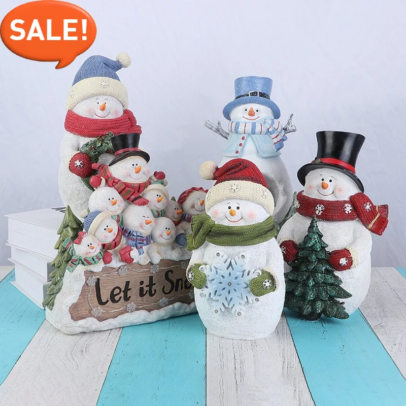 

«Светящийся декор снеговика» — светодиодные рождественские настольные украшения — изделия из смолы с теплым светом для дома