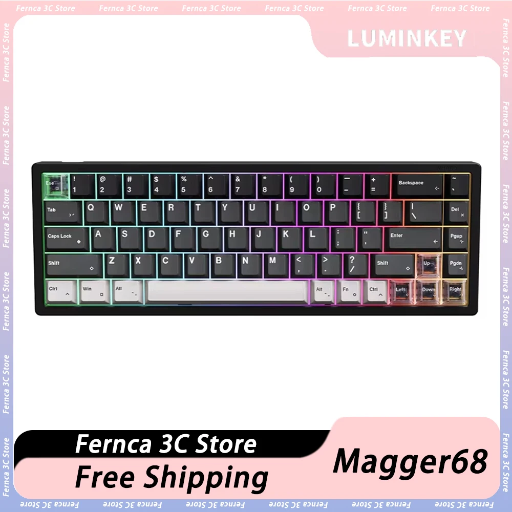 

Механическая клавиатура Luminkey Magger68, проводная клавиатура с 68 клавишами, RGB, прокладка, раскладка ANSI, индивидуальная клавиатура для ПК