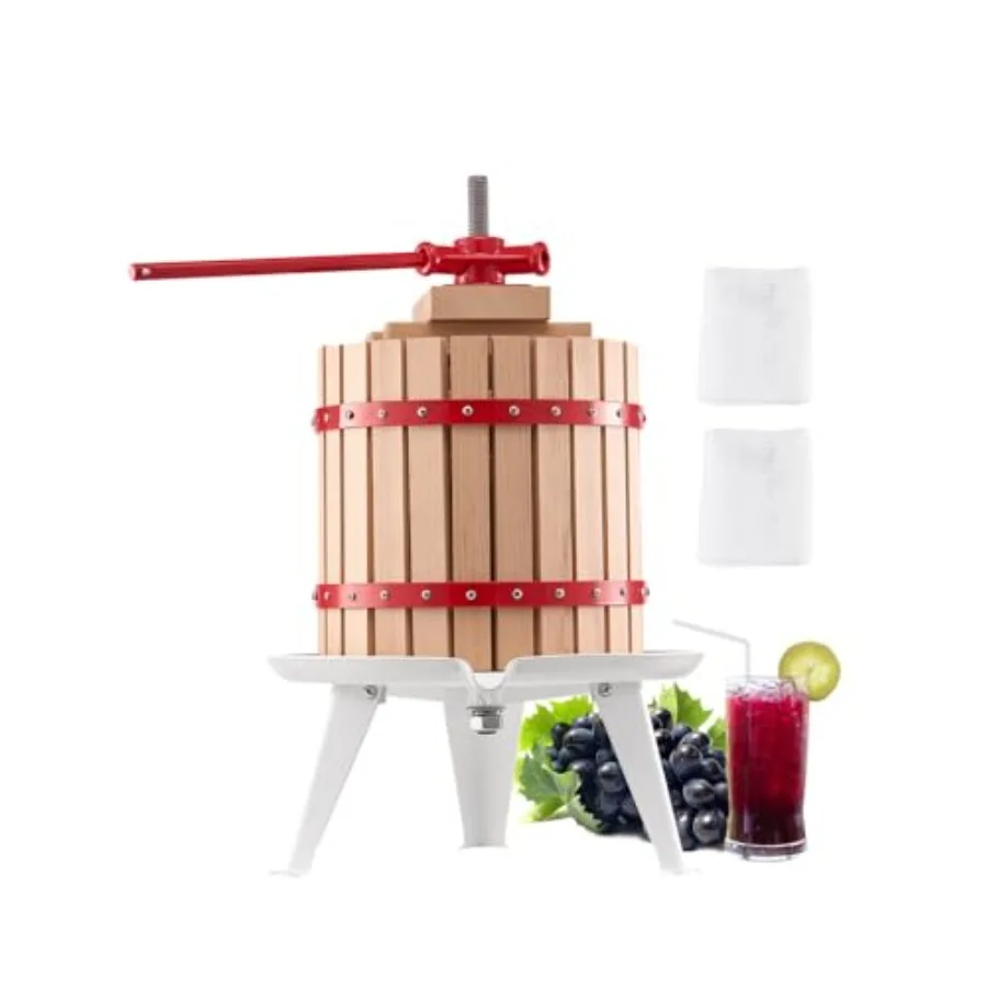 

VEVOR 3.2 Gal/12L Fruit Wine Press Basket with 8 Blocks Heavy Duty Manual Juice Maker Cider Apple Grape Tincture Honey Olive Oi