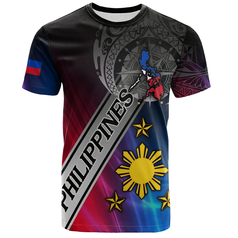 Harajuku 3d Philippinen National Emblem gedruckt T-Shirt Philippinen Maori Stammes stile Grafik T-Shirts Mode kurze Ärmel