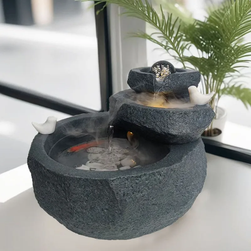 Feng Shui Wealth Ball with Flowing Water Modern Mini Tabletop Fountain Home Office Decor Desktop Lucky Money Attracting Ornament - view 5