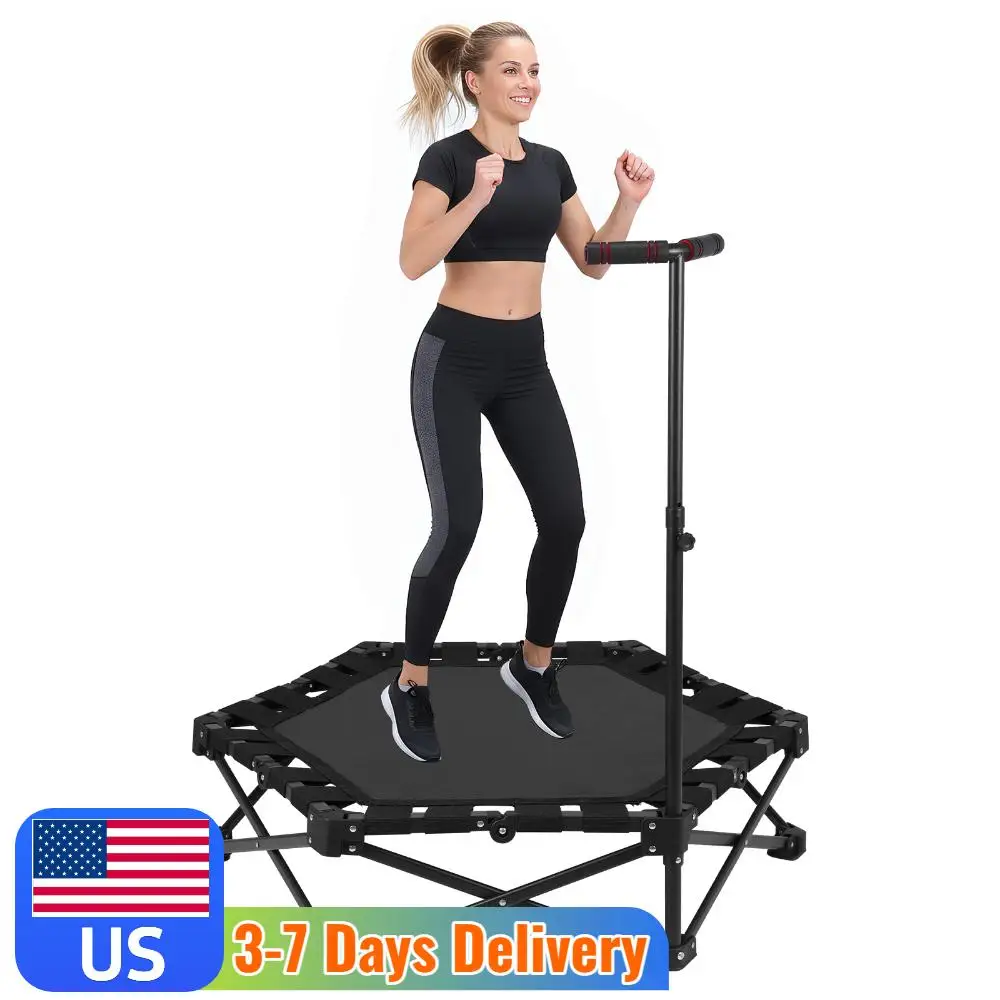 

496LBS Mini Rebounder Trampoline for Adults Fitness Trampoline with Handle Hexagonal Jumping Bed Thickened Bounce Bed