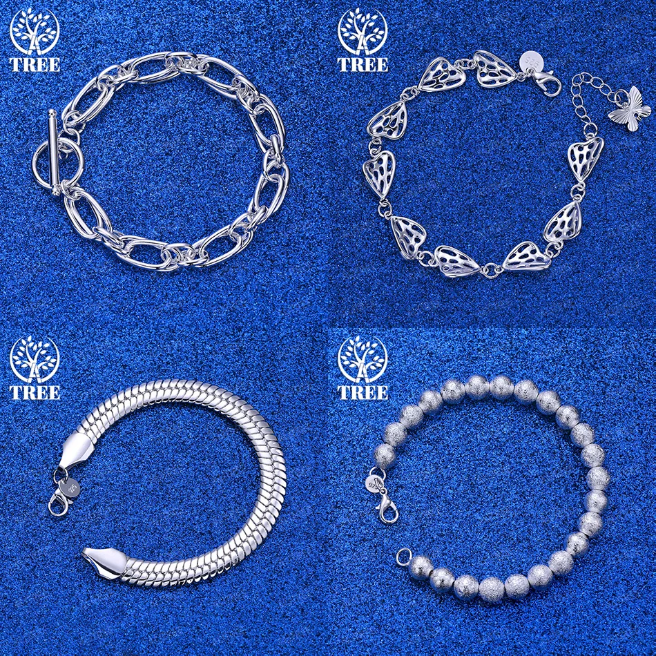 

Classic 925 Sterling Silver Hollow Heart Beads Flat Side Chain Oval Bracelets Women Birthday Party New Jewelry Accessories